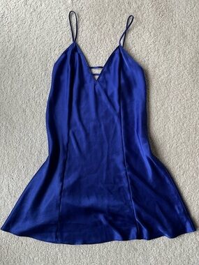 Vintage Blue Satin Slip Dress